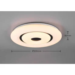 Plafonnier Reality Rana Led Noir, Blanc, 1 Lumiere, Telecommandes, Changeur De Couleurs