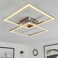 Plafonnier Relous Led Acier Inoxydable, 2 Lumieres, Telecommandes, Changeur De Couleurs