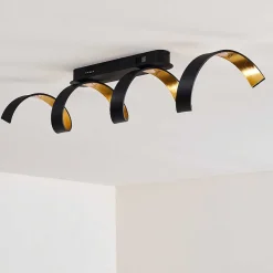Plafonnier Rezat Led Noir Dore, 1 Lumiere