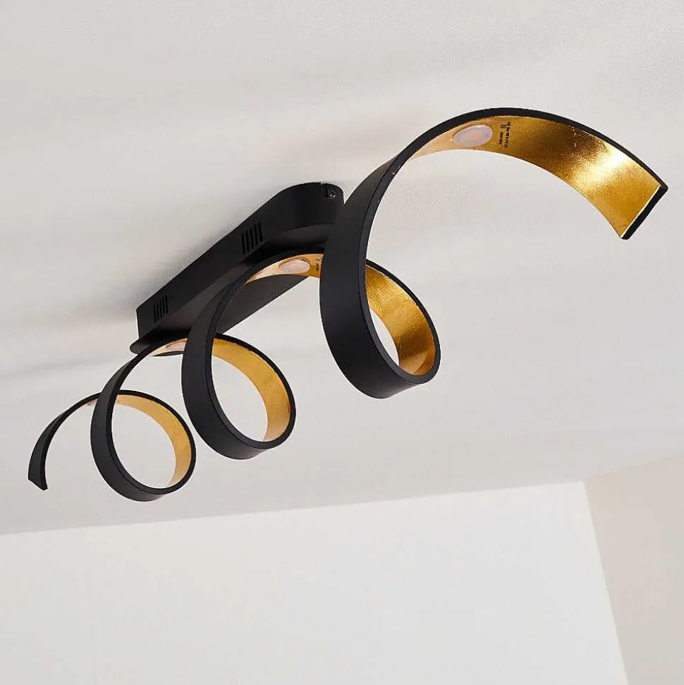 Plafonnier Rezat Led Noir Dore, 1 Lumiere