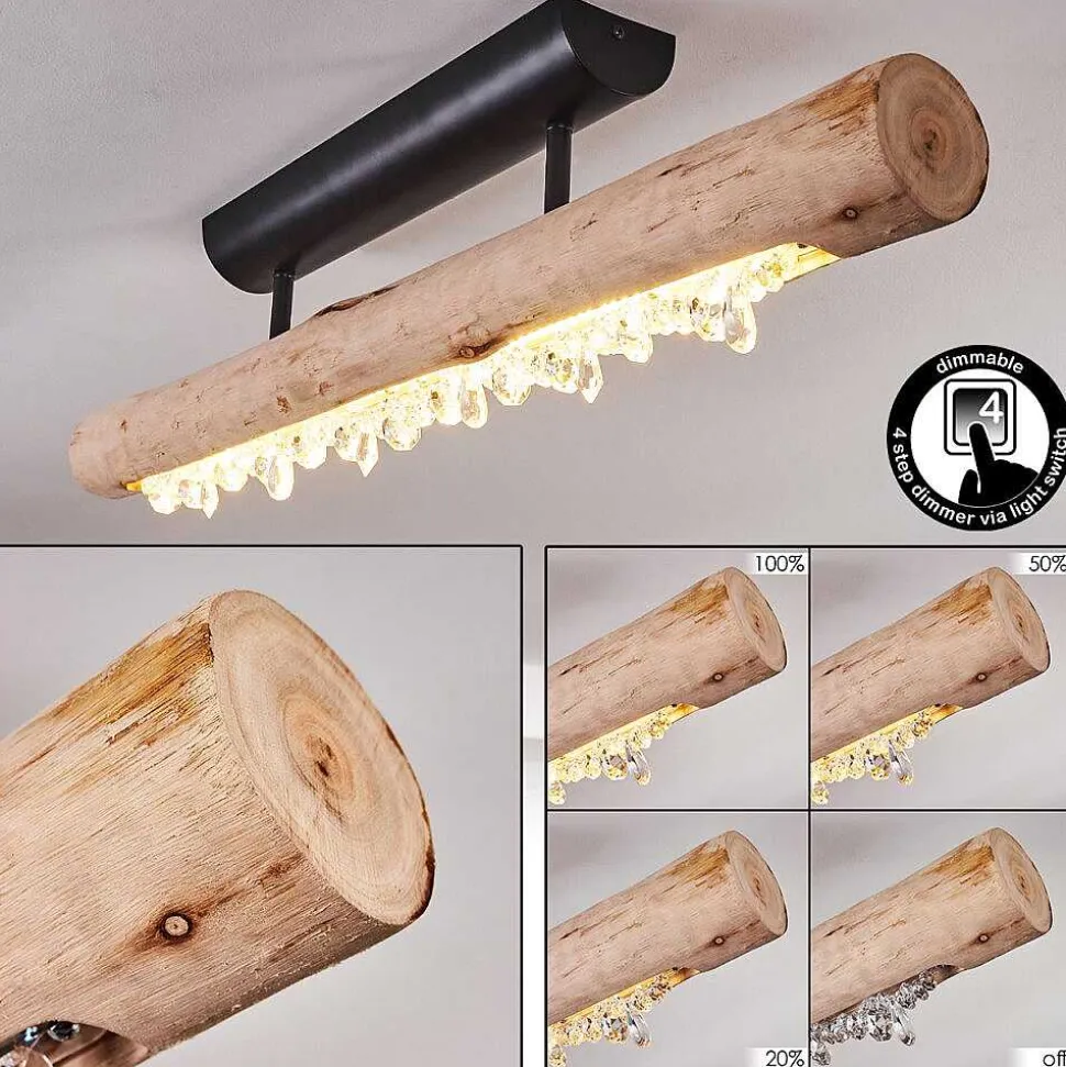 Plafonnier Rodeche Led Bois Clair, Noir, 1 Lumiere