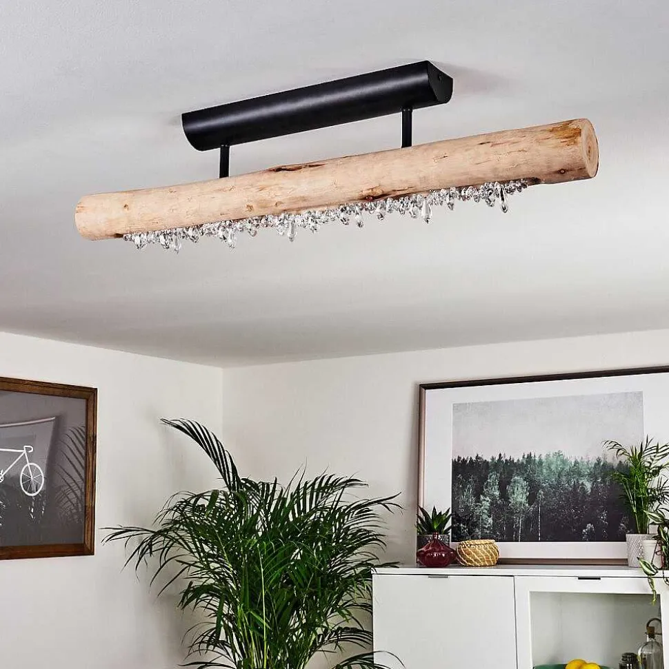 Plafonnier Rodeche Led Bois Clair, Noir, 1 Lumiere