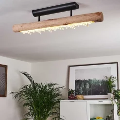 Plafonnier Rodeche Led Bois Clair, Noir, 1 Lumiere