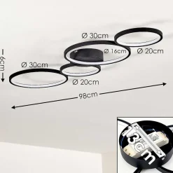 Plafonnier Rodekro Led Noir, 1 Lumiere