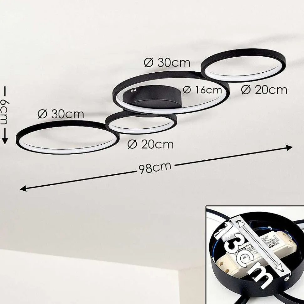 Plafonnier Rodekro Led Noir, 1 Lumiere
