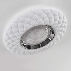 Plafonnier Roseto Led Chrome, Transparent, Blanc, 1 Lumiere, Telecommandes