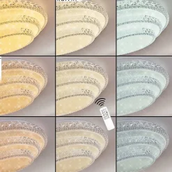 Plafonnier Roseto Led Transparent, Blanc, 1 Lumiere, Telecommandes