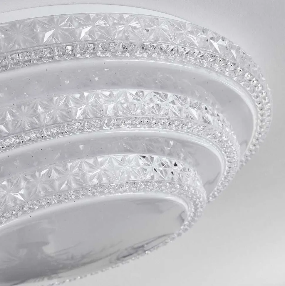 Plafonnier Roseto Led Transparent, Blanc, 1 Lumiere, Telecommandes