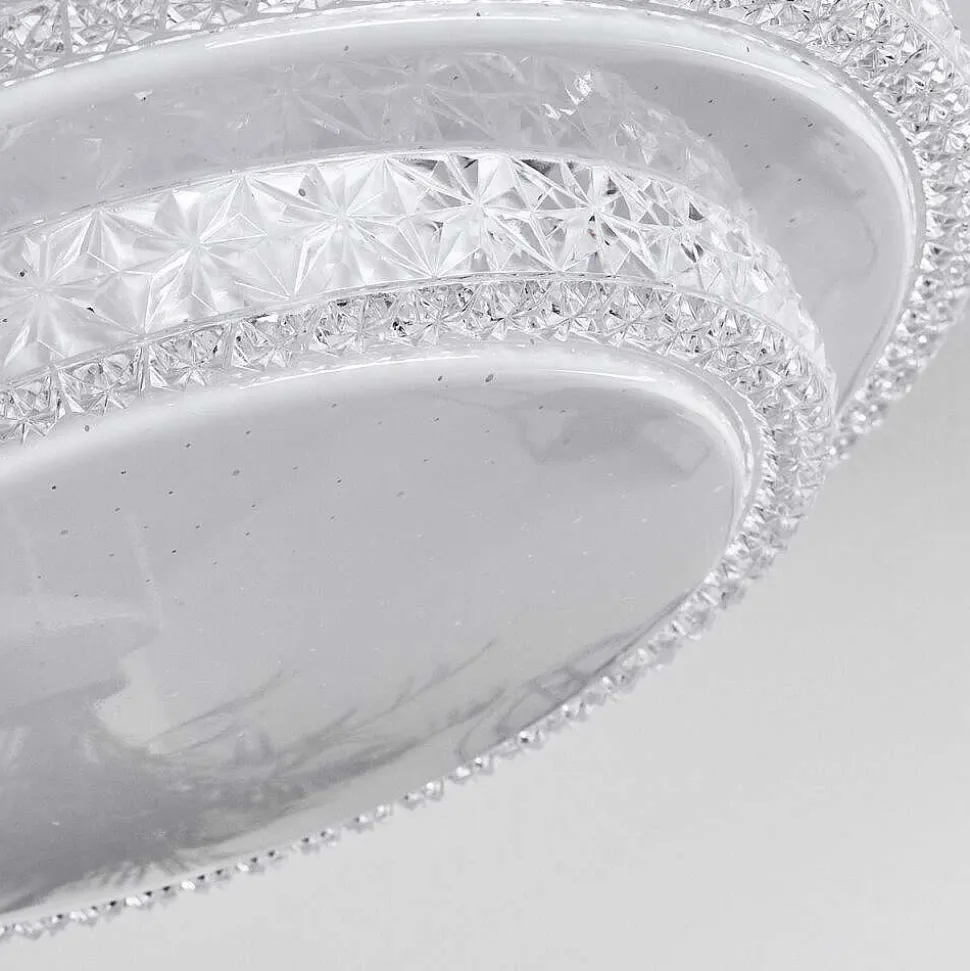 Plafonnier Roseto Led Transparent, Blanc, 1 Lumiere, Telecommandes