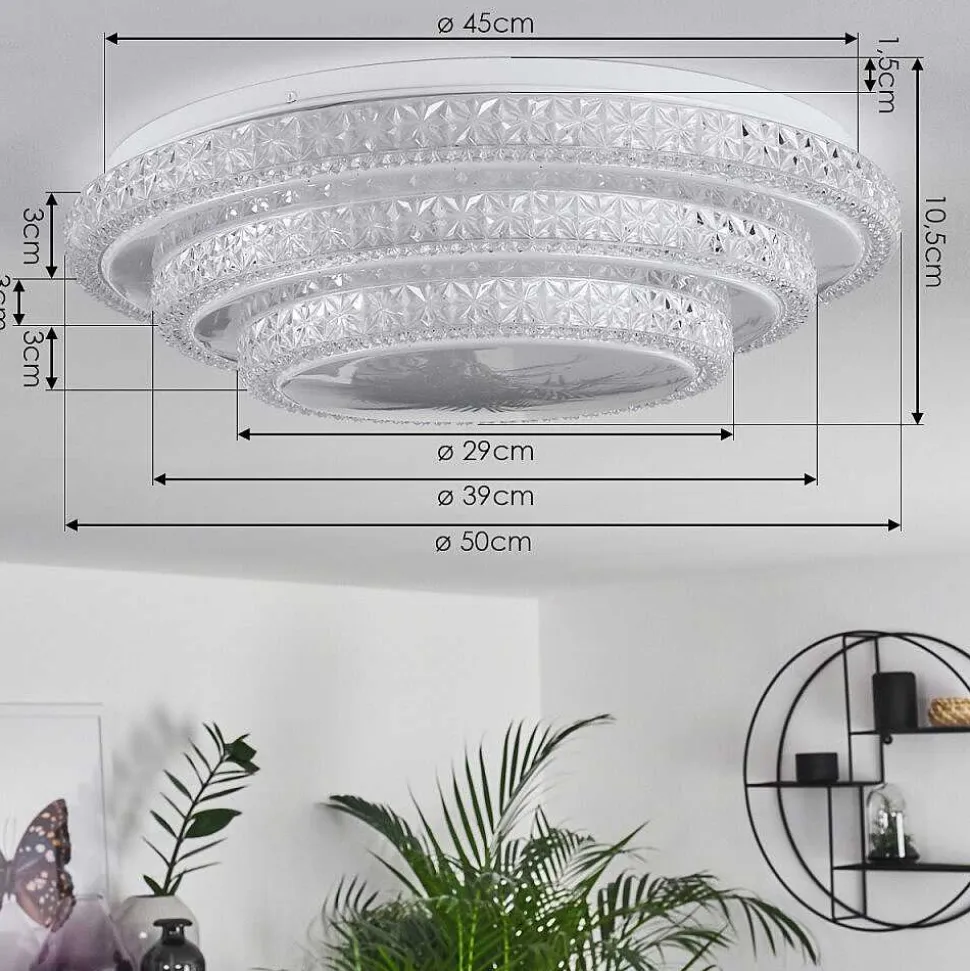 Plafonnier Roseto Led Transparent, Blanc, 1 Lumiere, Telecommandes