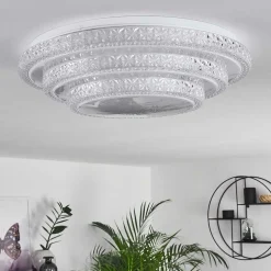 Plafonnier Roseto Led Transparent, Blanc, 1 Lumiere, Telecommandes