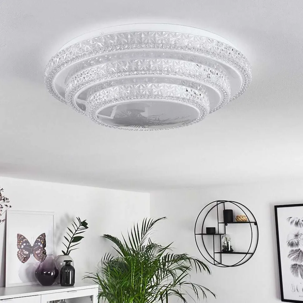 Plafonnier Roseto Led Transparent, Blanc, 1 Lumiere, Telecommandes