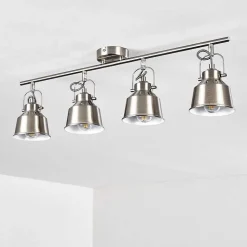 Plafonnier Safari Chrome Brosse, 4 Lumieres