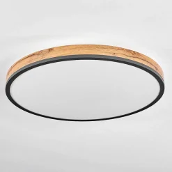 Plafonnier Salmi Led Anthracite, Brun, Couleur Bois, Noir, 1 Lumiere, Telecommandes