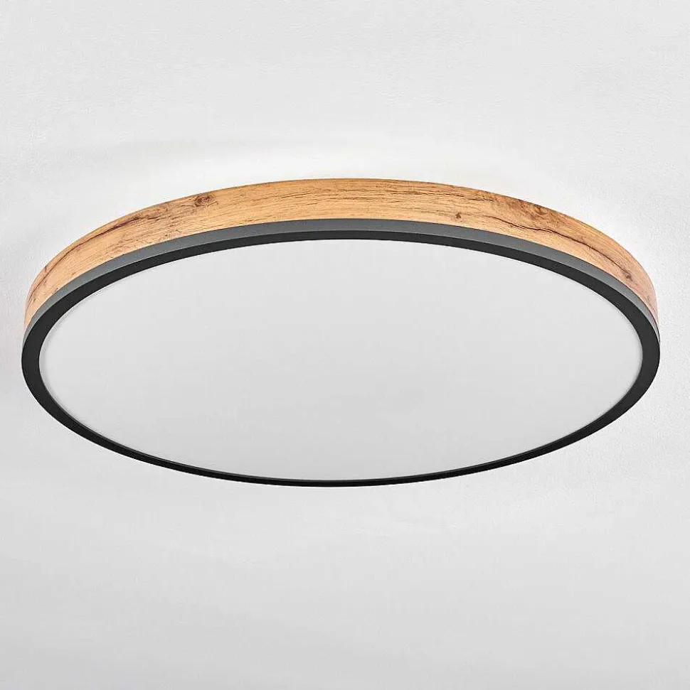 Plafonnier Salmi Led Anthracite, Brun, Couleur Bois, Noir, 1 Lumiere, Telecommandes