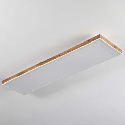 Plafonnier Salmi Led Brun, Couleur Bois, Blanc, 1 Lumiere, Telecommandes