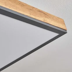 Plafonnier Salmi Led Couleur Bois, Noir, Blanc, 1 Lumiere, Telecommandes