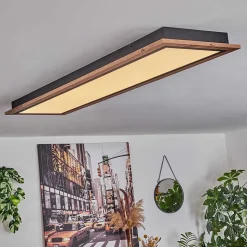 Plafonnier Salmi Led Couleur Bois, 1 Lumiere, Telecommandes