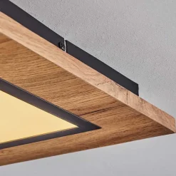Plafonnier Salmi Led Couleur Bois, Noir, 1 Lumiere