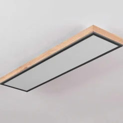 Plafonnier Salmi Led Couleur Bois, Noir, Blanc, 1 Lumiere
