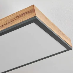 Plafonnier Salmi Led Couleur Bois, Noir, Blanc, 1 Lumiere