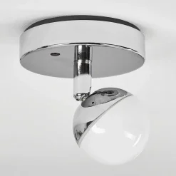 Plafonnier Sanchequias Led Chrome, 1 Lumiere, Telecommandes, Changeur De Couleurs