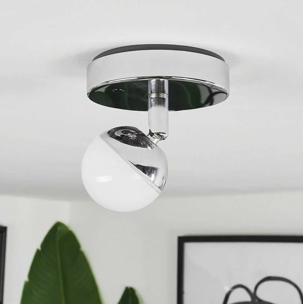 Plafonnier Sanchequias Led Chrome, 1 Lumiere, Telecommandes, Changeur De Couleurs