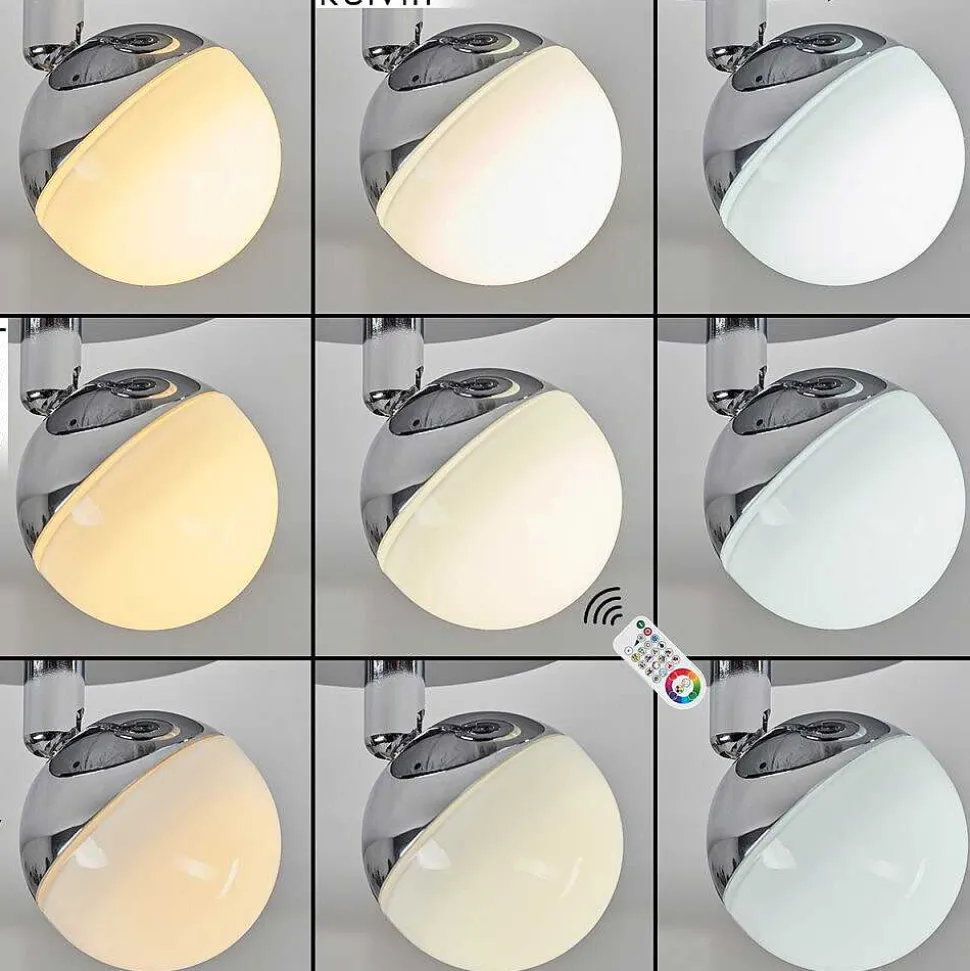 Plafonnier Sanchequias Led Chrome, 1 Lumiere, Telecommandes, Changeur De Couleurs