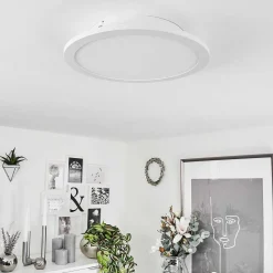 Plafonnier Sani Led Blanc, 1 Lumiere, Telecommandes, Changeur De Couleurs