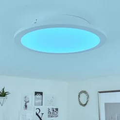 Plafonnier Sani Led Blanc, 1 Lumiere, Telecommandes, Changeur De Couleurs