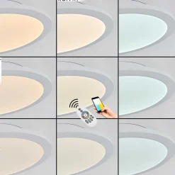 Plafonnier Sani Led Blanc, 1 Lumiere, Telecommandes, Changeur De Couleurs