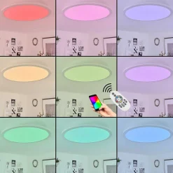 Plafonnier Sani Led Blanc, 1 Lumiere, Telecommandes, Changeur De Couleurs