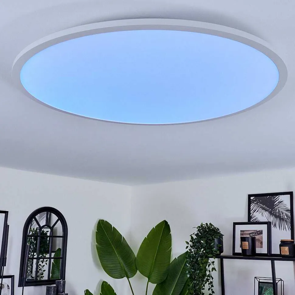Plafonnier Sani Led Blanc, 1 Lumiere, Telecommandes, Changeur De Couleurs