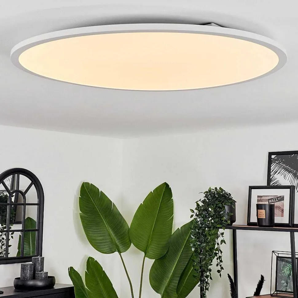 Plafonnier Sani Led Blanc, 1 Lumiere, Telecommandes, Changeur De Couleurs