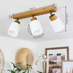 Plafonnier Tercier Argent Oxyde, Ecru, 3 Lumieres
