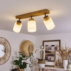Plafonnier Tercier Argent Oxyde, Ecru, 3 Lumieres