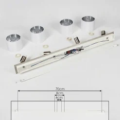 Plafonnier Tibro Argente, Blanc, 4 Lumieres
