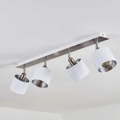 Plafonnier Tibro Argente, Blanc, 4 Lumieres