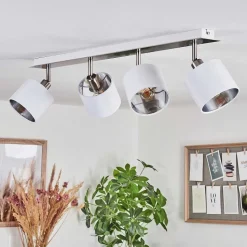 Plafonnier Tibro Argente, Blanc, 4 Lumieres