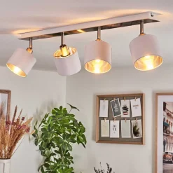 Plafonnier Tibro Argente, Blanc, 4 Lumieres