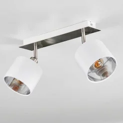 Plafonnier Tibro Nickel Mat, Blanc, 2 Lumieres