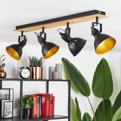 Plafonnier Tina Chrome, Ecru, Noir, 4 Lumieres