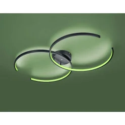 Plafonnier Trio Leuchten Wiz Citizen Led Noir, 2 Lumieres, Telecommandes, Changeur De Couleurs