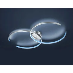 Plafonnier Trio Leuchten Wiz Citizen Led Nickel Mat, 2 Lumieres, Telecommandes, Changeur De Couleurs