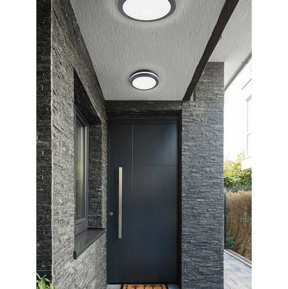 Plafonnier Trio Piave Led Anthracite, 1 Lumiere, Detecteur De Mouvement