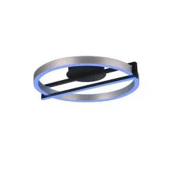 Plafonnier Trio Thompson Led Aluminium Brosse, 1 Lumiere, Telecommandes, Changeur De Couleurs