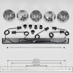 Plafonnier Verre 20 Cm Koyoto Clair, Fume, 5 Lumieres