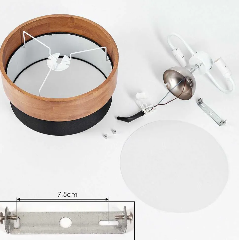 Plafonnier Vrolle Bois Clair, Nickel Mat, 2 Lumieres