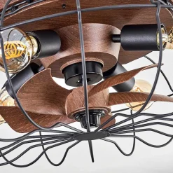 Plafonnier Wemude Brun, Noir, 4 Lumieres, Telecommandes