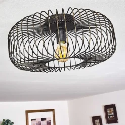 Plafonnier Wemude Noir Dore, 1 Lumiere